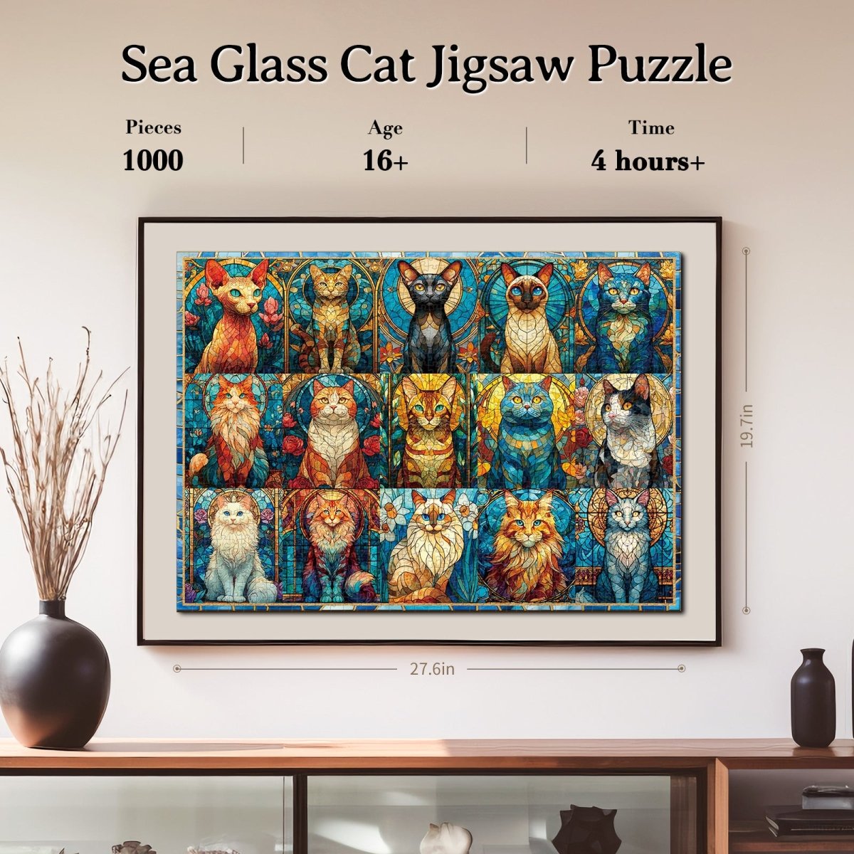 Artistic 1000 - Piece Cardboard Jigsaw Puzzle - Sea Glass Cat - KAAYEE Puzzle