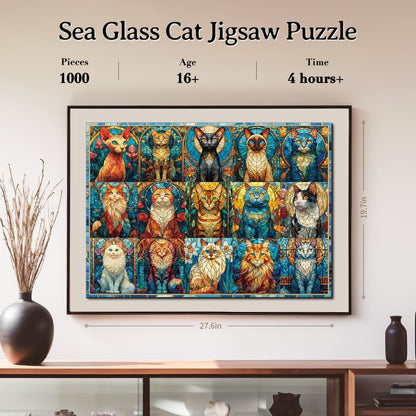 Artistic 1000 - Piece Cardboard Jigsaw Puzzle - Sea Glass Cat - KAAYEE Puzzle