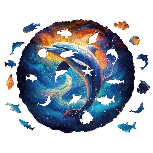 Whimsical Wooden Jigsaw Puzzle-Dream Dolphin