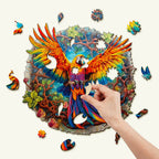 Whimsical Wooden Jigsaw Puzzle-Curious Parrot