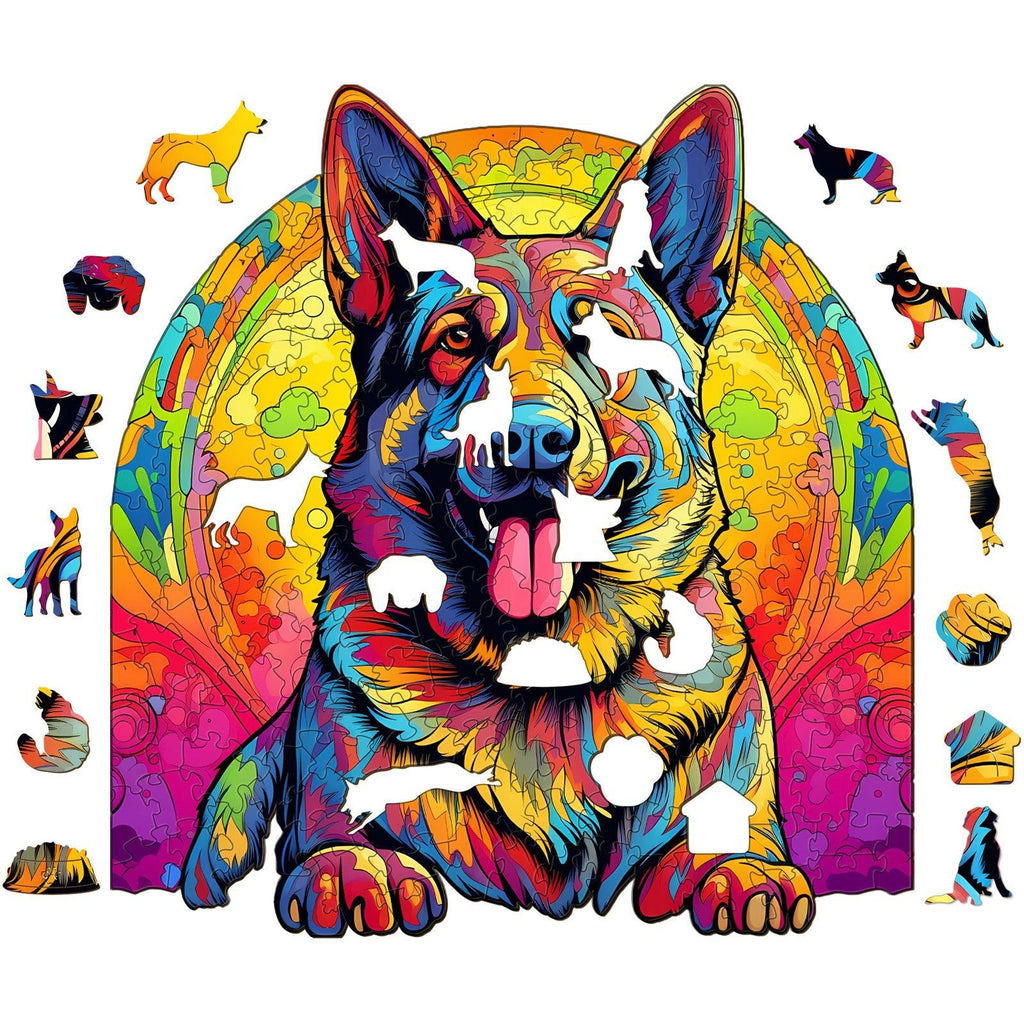 Whimsical Wooden Jigsaw Puzzle-German Shepherd 3