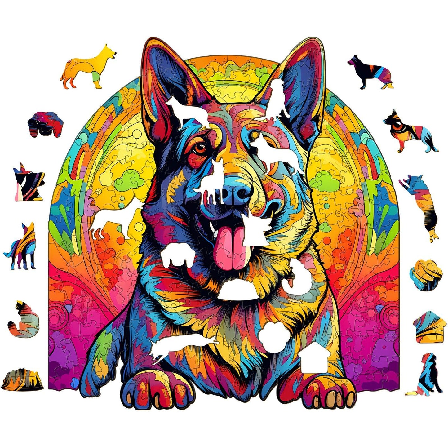 Whimsical Wooden Jigsaw Puzzle-German Shepherd 3