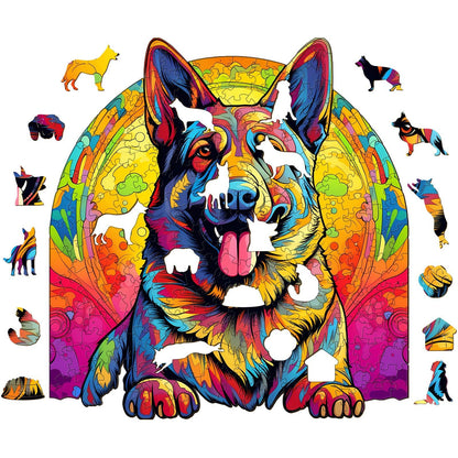Whimsical Wooden Jigsaw Puzzle-German Shepherd 3