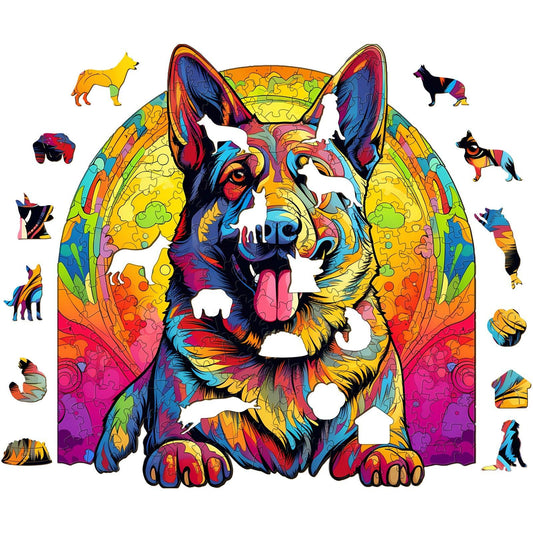 Whimsical Wooden Jigsaw Puzzle-German Shepherd 3