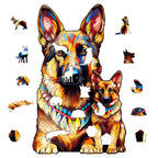Puzzle fantaisie en bois - Famille de bergers allemands