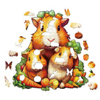 Whimsical Wooden Jigsaw Puzzle-Guinea pig family