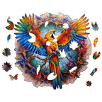 Whimsical Wooden Jigsaw Puzzle-Lively Parrot