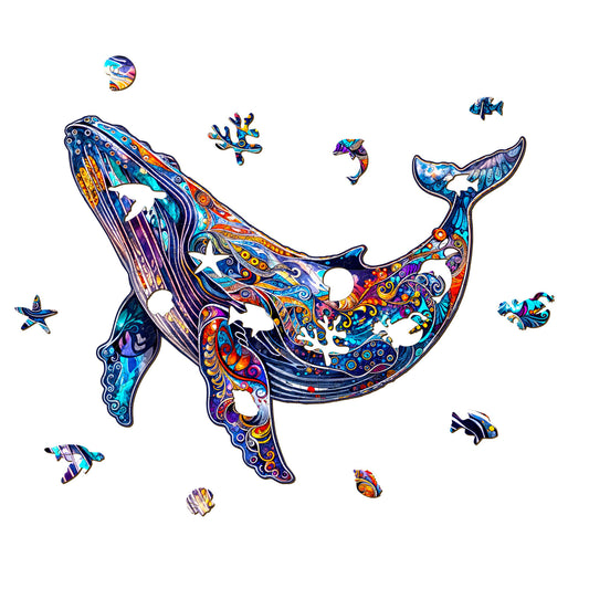 Rompecabezas de madera caprichoso-Ballena azul