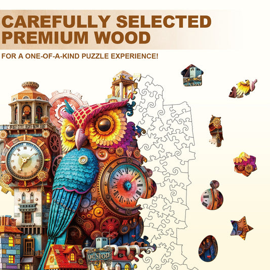 Whimsical Wooden Jigsaw Puzzle- Owl Castle