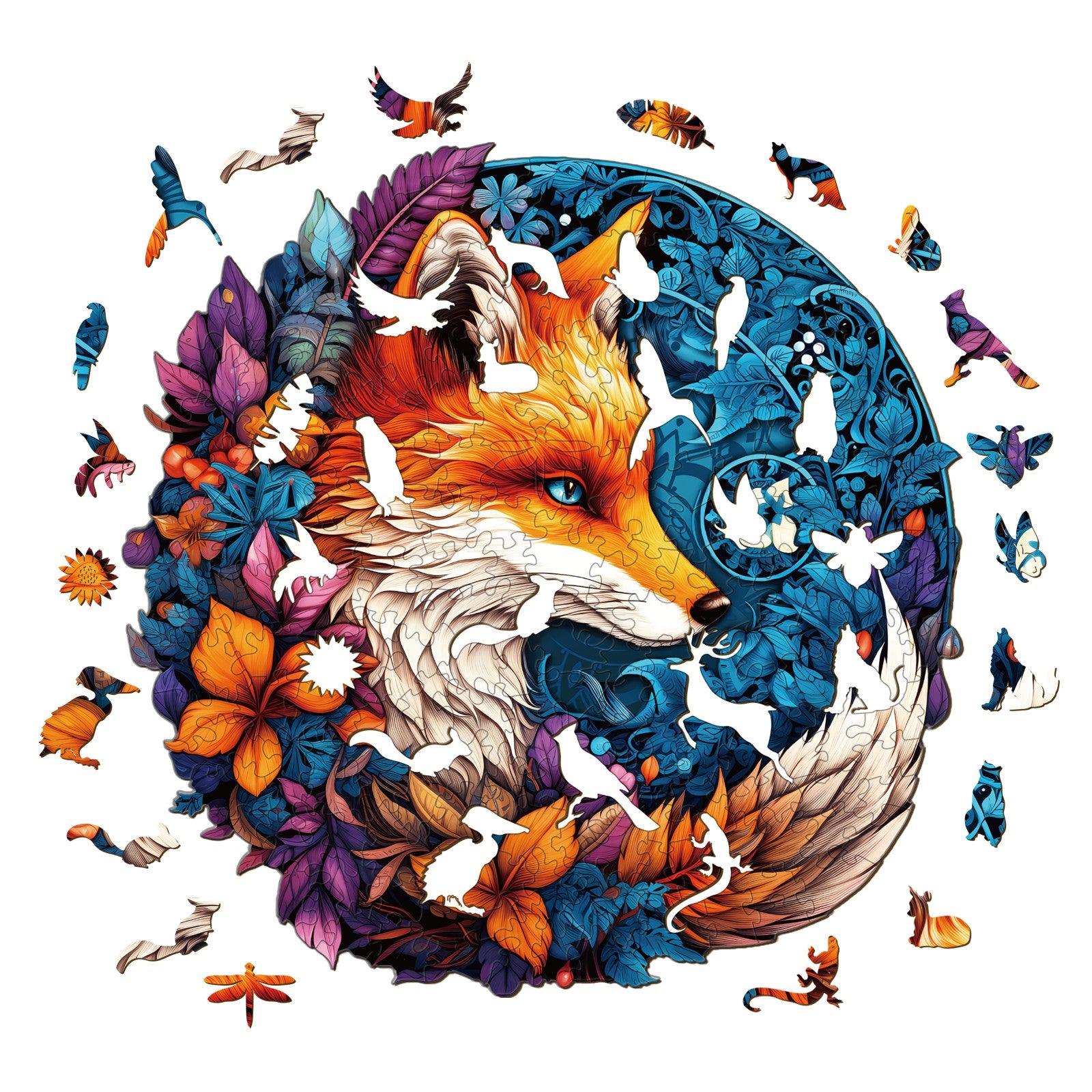 Whimsical Wooden Jigsaw Puzzle-Mysterious Fox