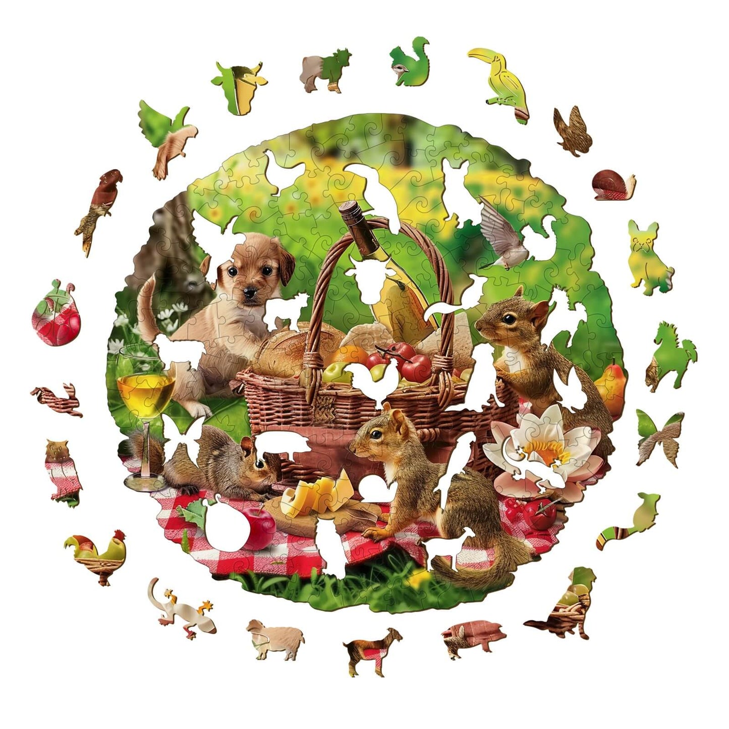 Launiges Holzpuzzle - Tierpicknick