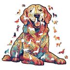 Whimsical Wooden Jigsaw Puzzle - Loyal Golden Retriever - pickApuzzle