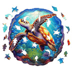 Whimsical Wooden Jigsaw Puzzle-DEEP SEA TURTLES-1
