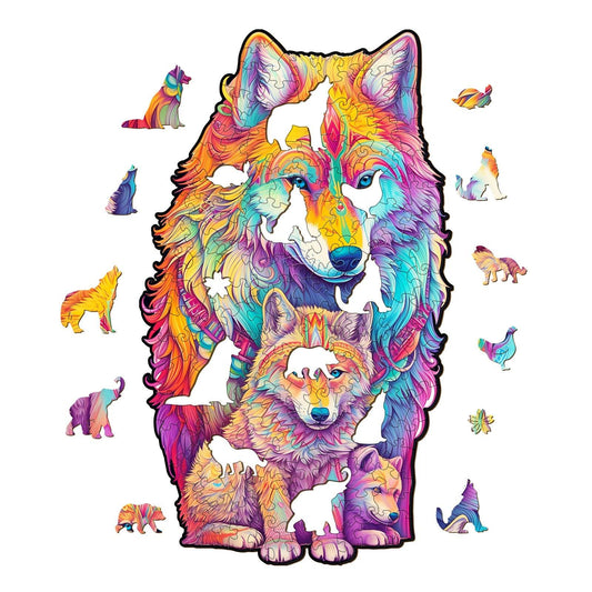 Engaging Wooden Jigsaw Puzzle-WOLF FAMILY 2