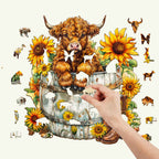 Whimsical Wooden Jigsaw Puzzle- Sunflower Pasture-2