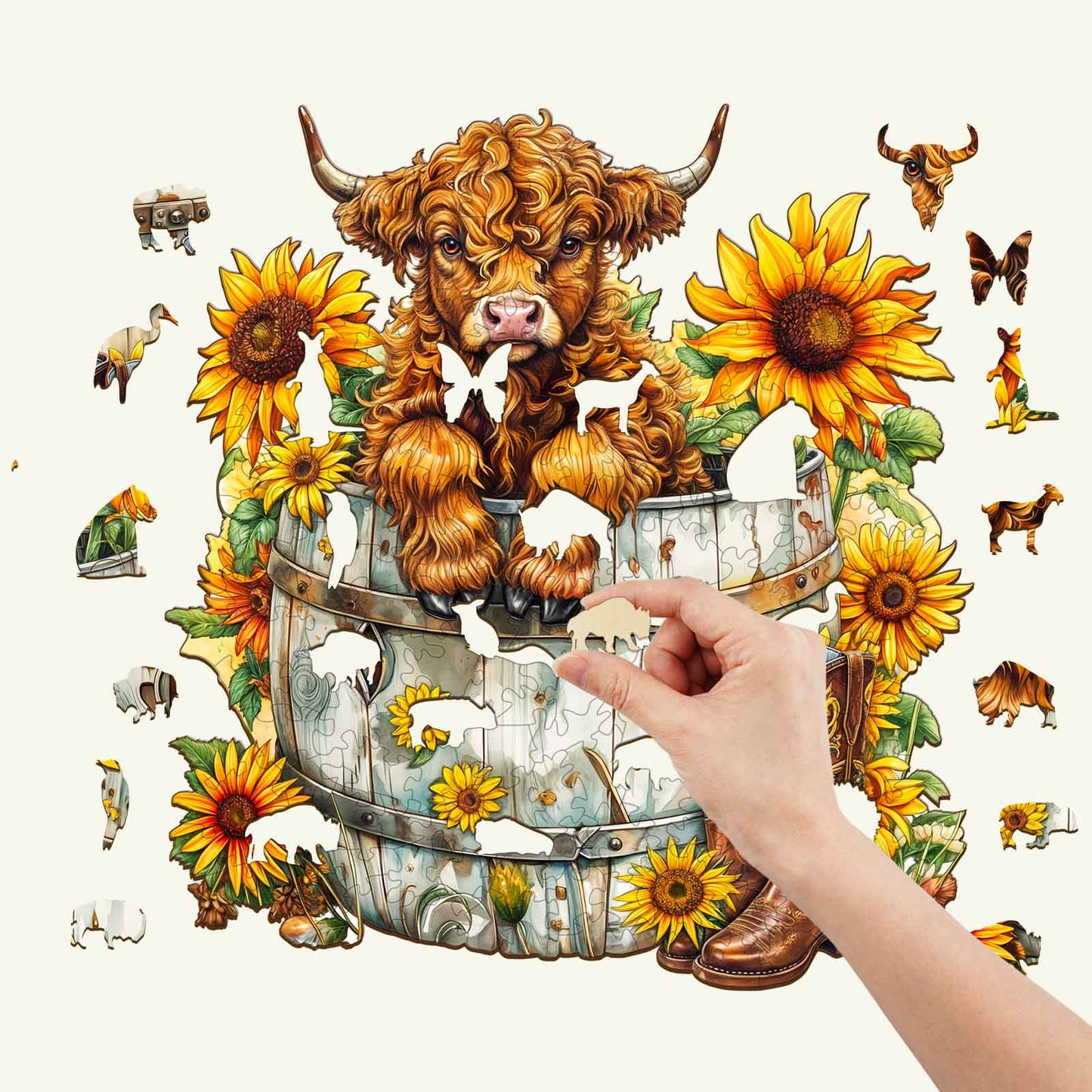 Verspieltes Holzpuzzle – Sonnenblumenweide – 2