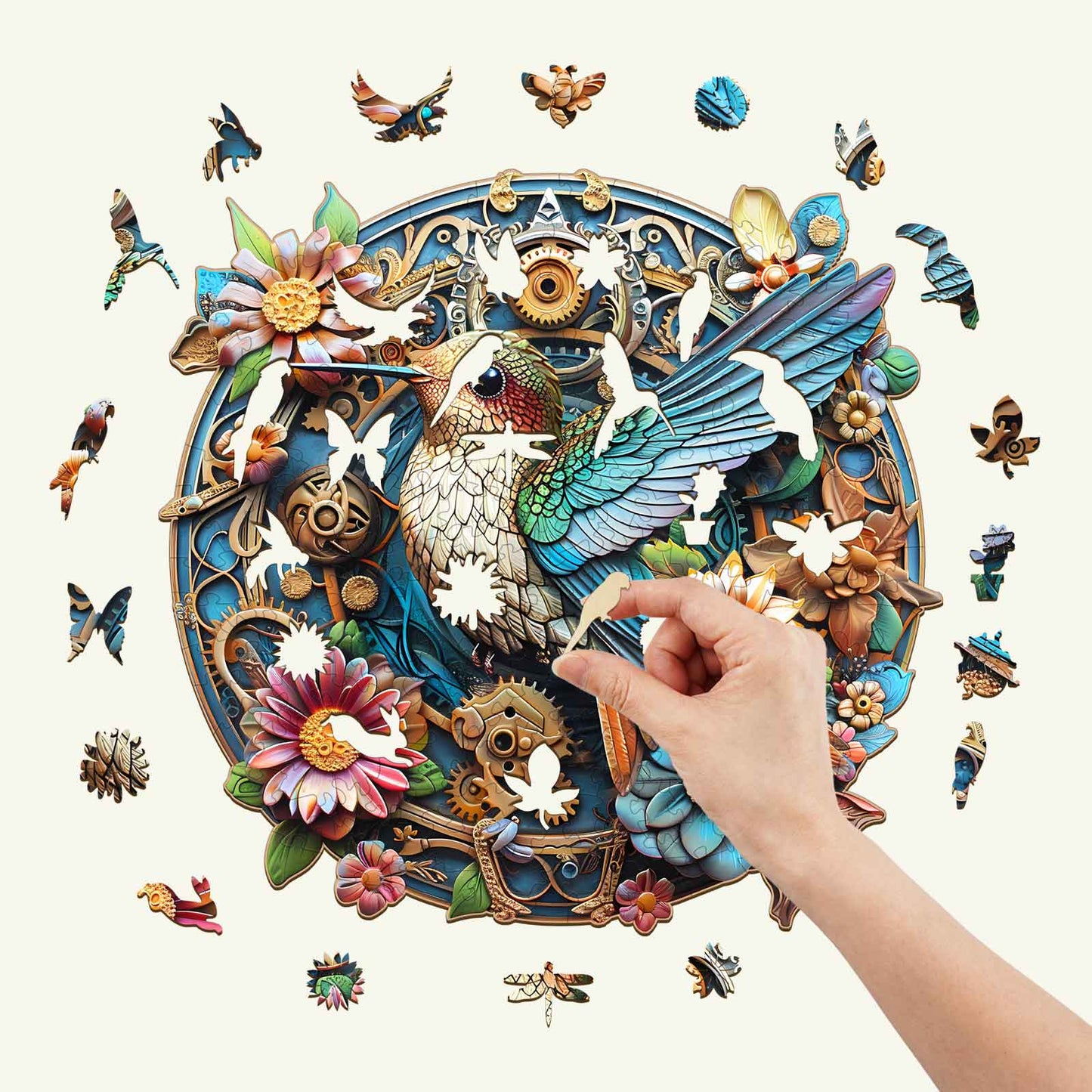 Launiges Holzpuzzle – Anmutiger Kolibri-2