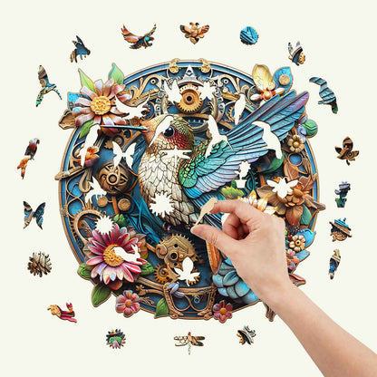 Launiges Holzpuzzle – Anmutiger Kolibri-2