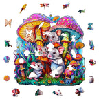 Whimsical Wooden Jigsaw Puzzle- Mouse family