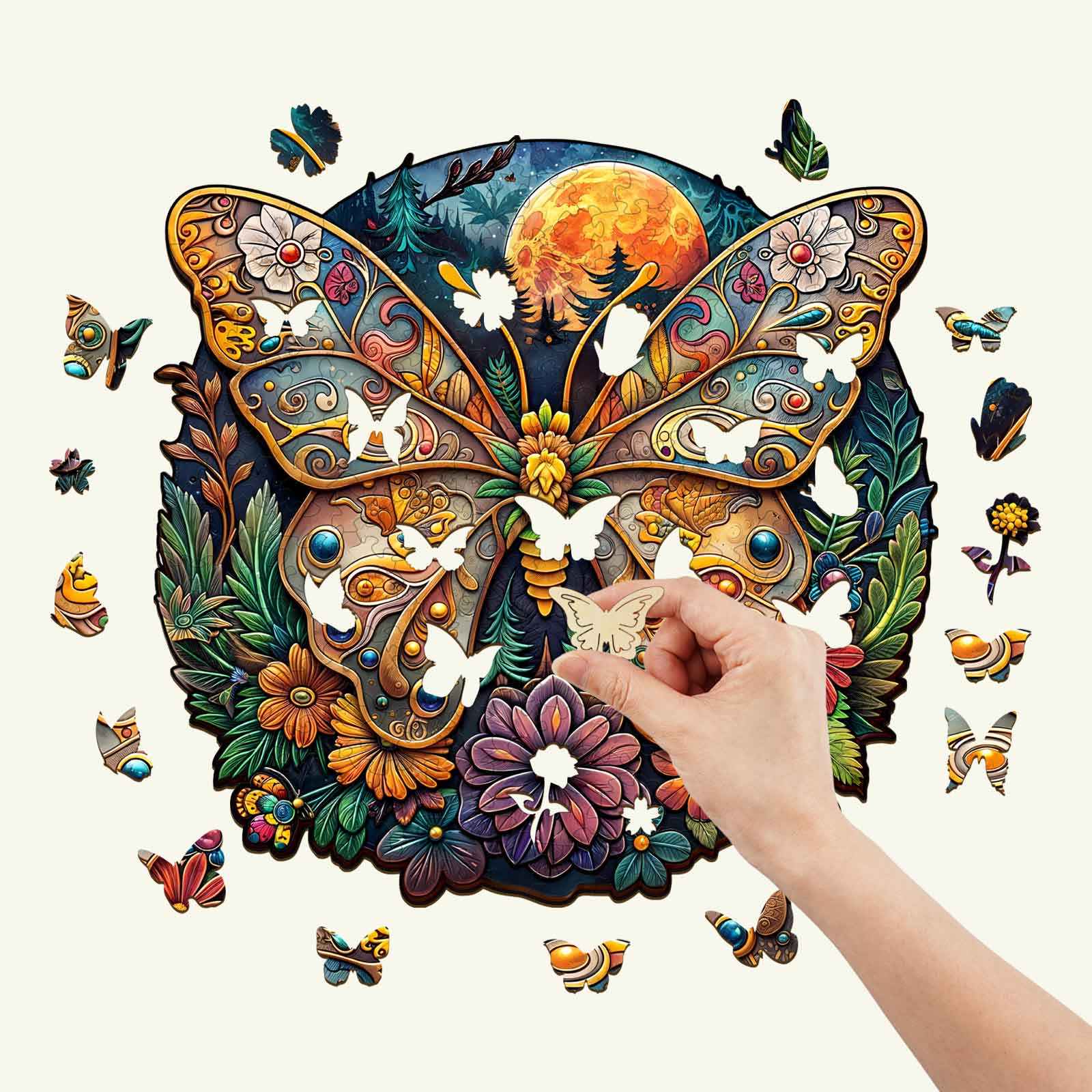 Launiges Holzpuzzle - Antiker Schmetterling-1 Zweitbild