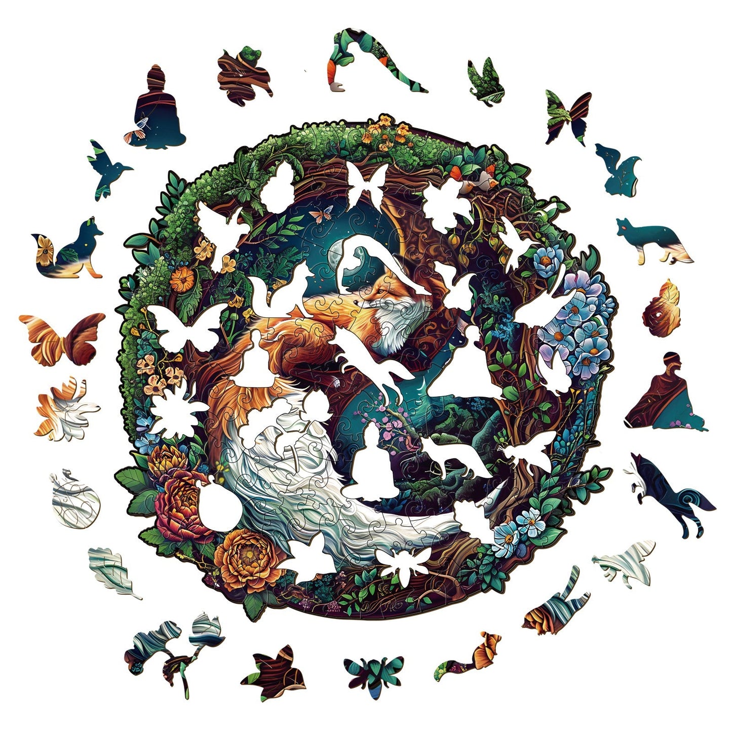 Verspieltes Holzpuzzle-Yin Yang Fuchs-2