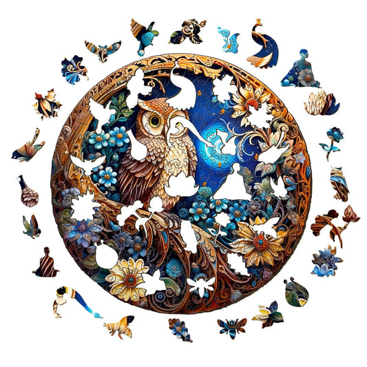 Engaging Wooden Jigsaw Puzzle- moonlight owl