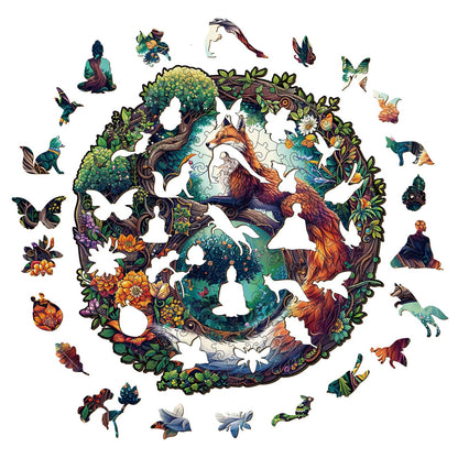 Verträumtes Holzpuzzle-Yin-Yang-Fuchs-1