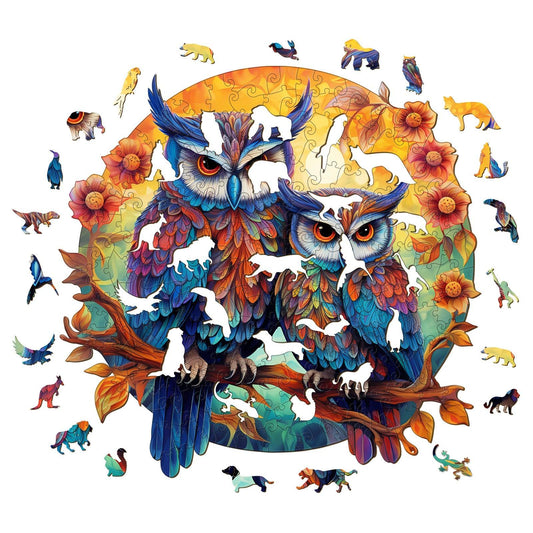 Whimsical Wooden Jigsaw Puzzle- Owl Family