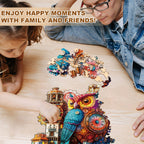 Whimsical Wooden Jigsaw Puzzle- Owl Castle