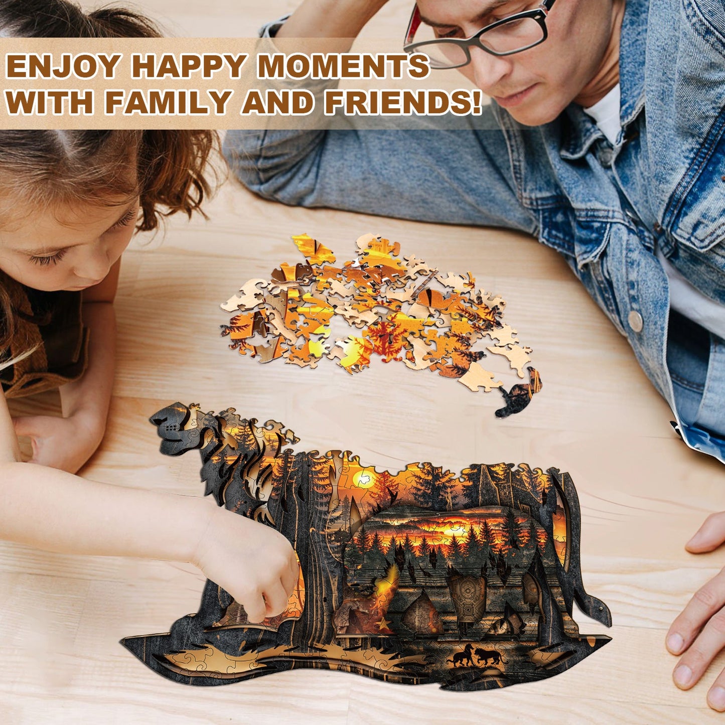 Holzpuzzle mit fantasievollen Motiven – Holzschnitzerei Löwe