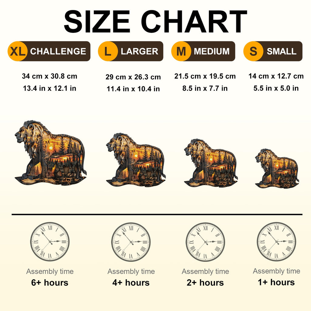 Whimsical Wooden Jigsaw Puzzle-Woodcarving lion