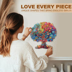 Verspieltes Holzpuzzle – die Farbe des Wachstums