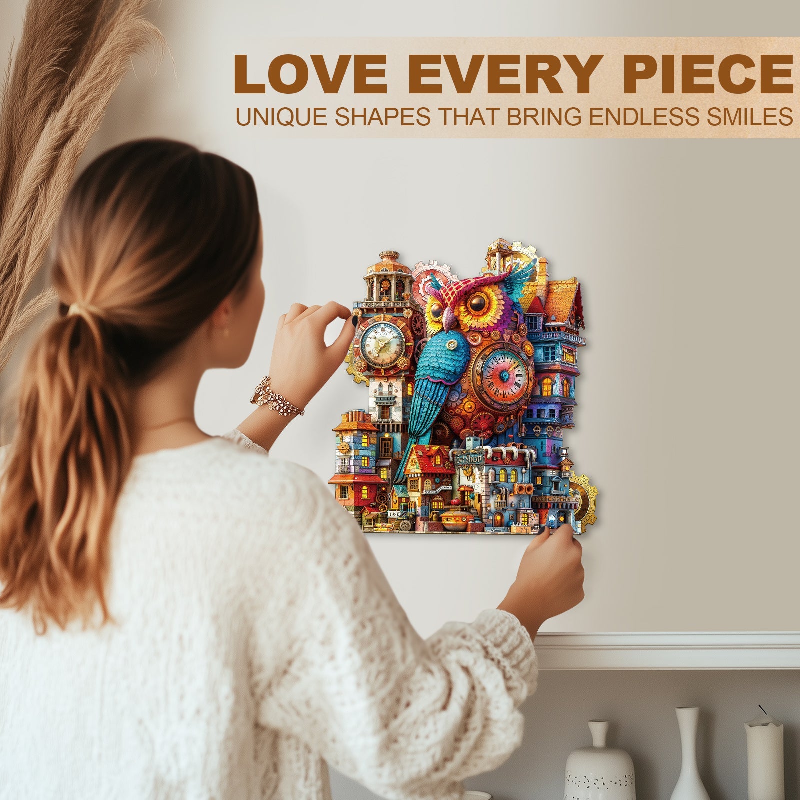 Whimsical Wooden Jigsaw Puzzle- Owl Castle