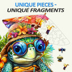 Whimsical Wooden Jigsaw Puzzle-  beach turtle