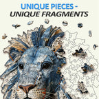 Whimsical Wooden Jigsaw Puzzle-Denim fabric lion