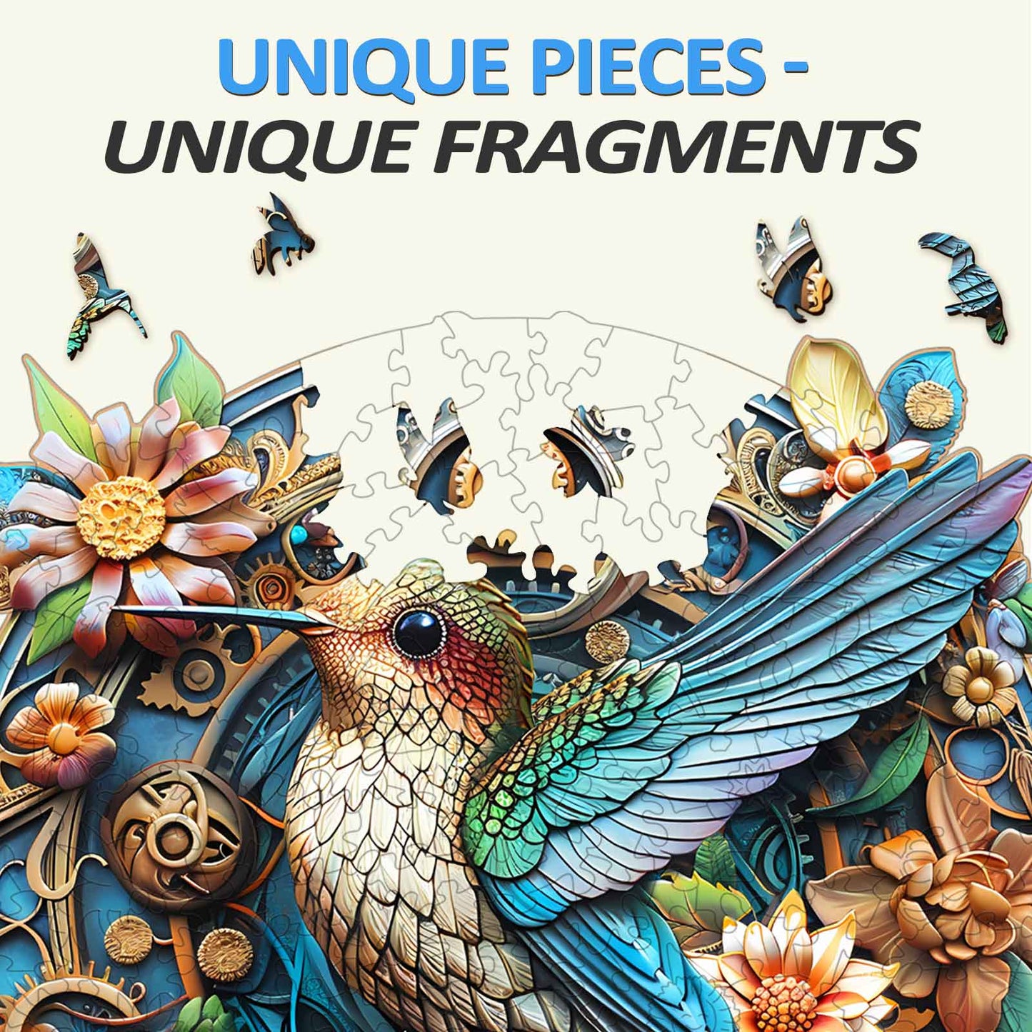 Launiges Holzpuzzle – Anmutiger Kolibri-2