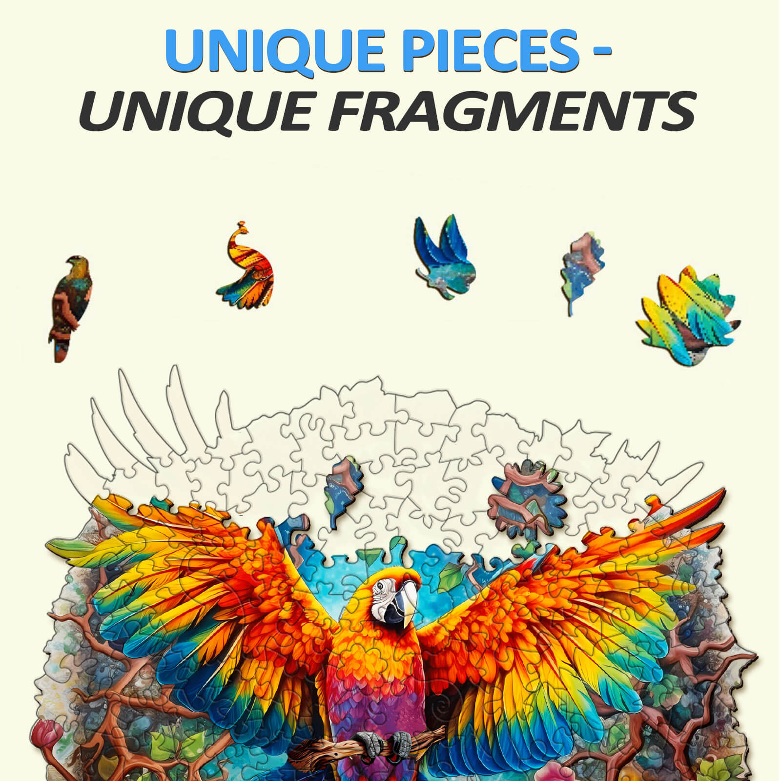 Whimsical Wooden Jigsaw Puzzle-Curious Parrot