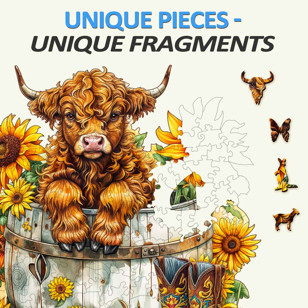 Whimsical Wooden Jigsaw Puzzle- Sunflower Pasture-2