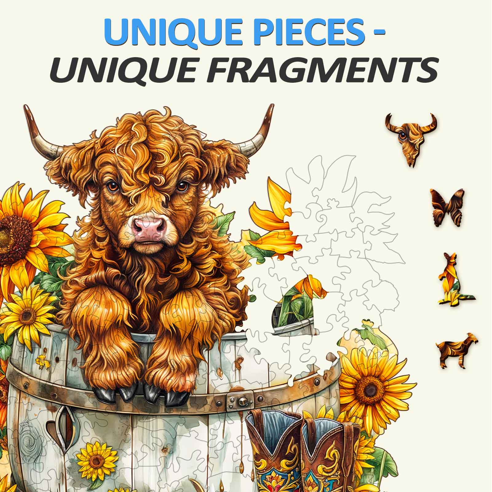 Whimsical Wooden Jigsaw Puzzle- Sunflower Pasture-2