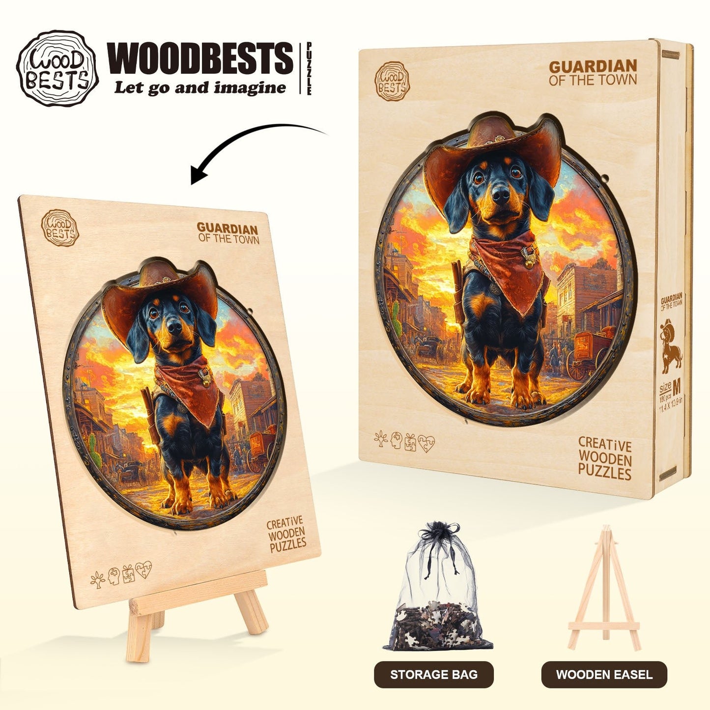 Whimsical Wooden Jigsaw Puzzle - Guardian of the Town - pickApuzzle