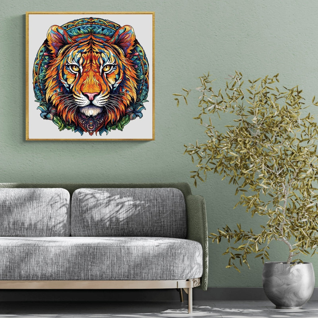 Whimsical Wooden Jigsaw Puzzle- mandala tiger