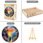 Whimsical Wooden Jigsaw Puzzle- Sunset kitten