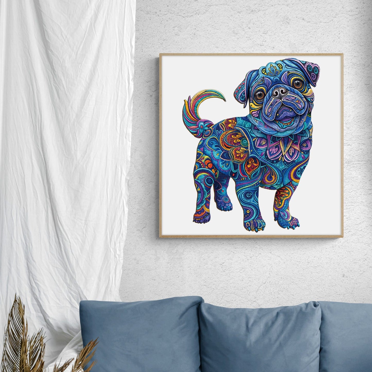 Whimsical Wooden Jigsaw Puzzle - Cute Pug 2 - pickApuzzle