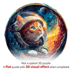 Whimsical Wooden Jigsaw Puzzle - 3D Space Cat - pickApuzzle