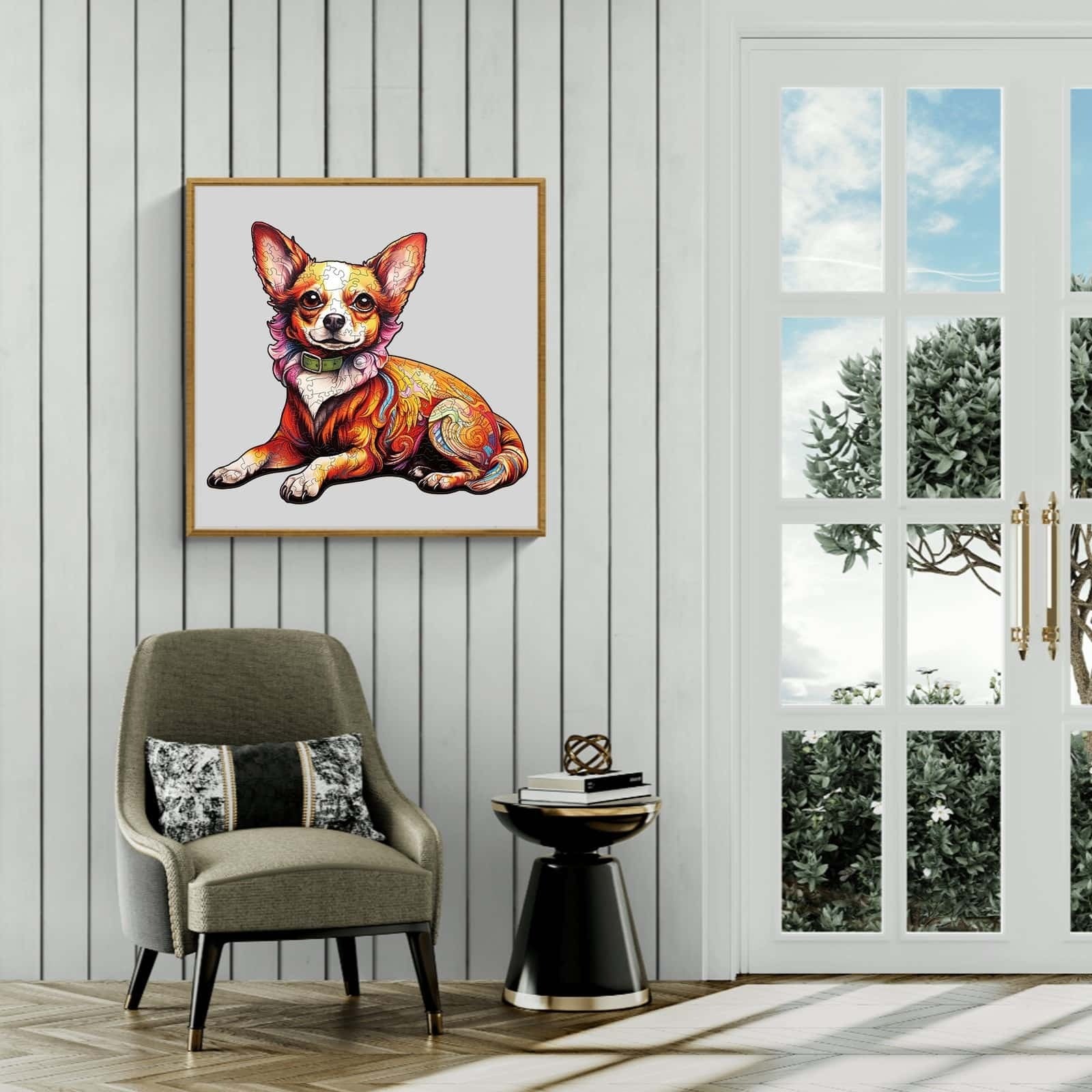 Whimsical Wooden Jigsaw Puzzle- Charming Chihuahua