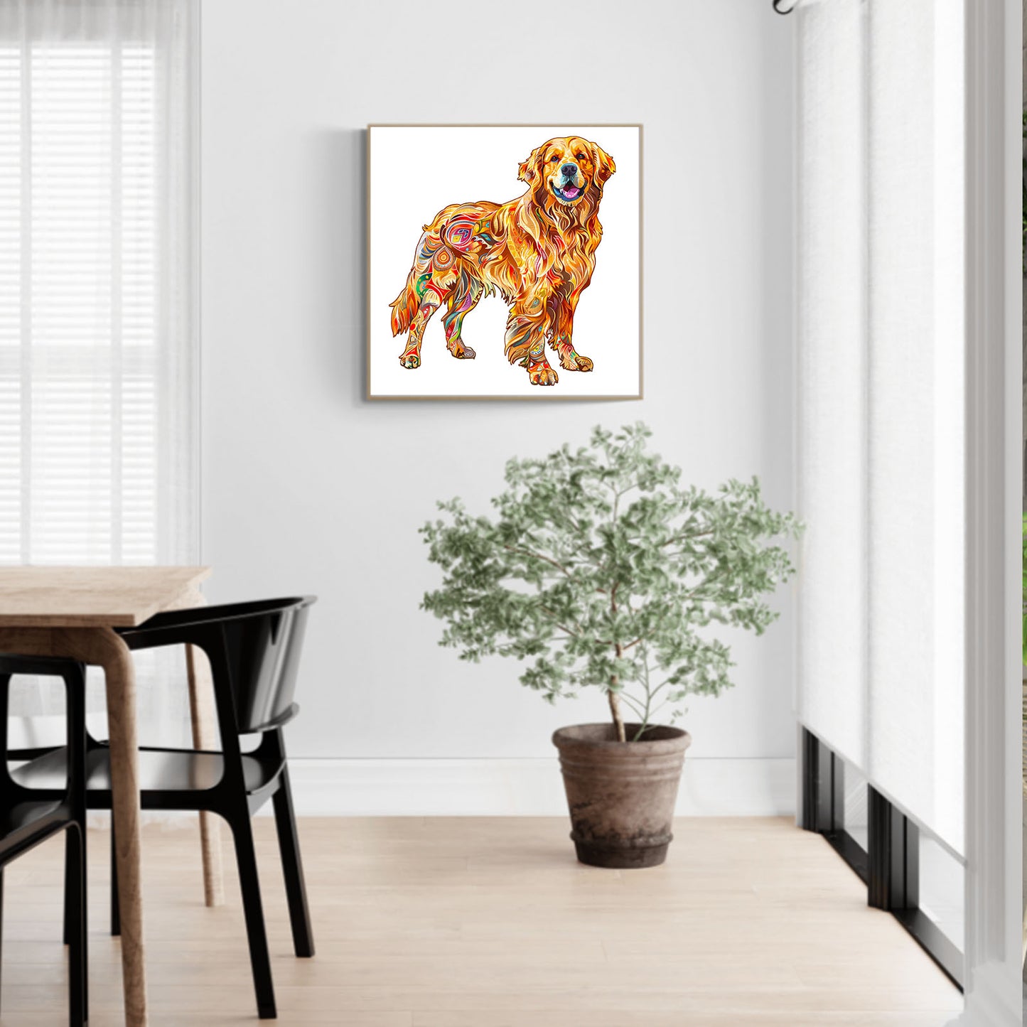 Whimsical Wooden Jigsaw Puzzle - Handsome golden retriever - pickApuzzle