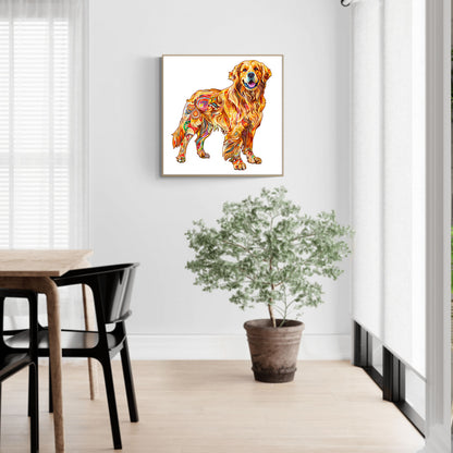 Whimsical Wooden Jigsaw Puzzle - Handsome golden retriever - pickApuzzle
