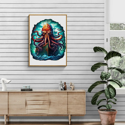 Whimsical Wooden Jigsaw Puzzle-Octopus Monster
