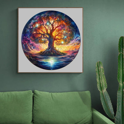 Whimsical Wooden Jigsaw Puzzle-Starry Night Tree of Life