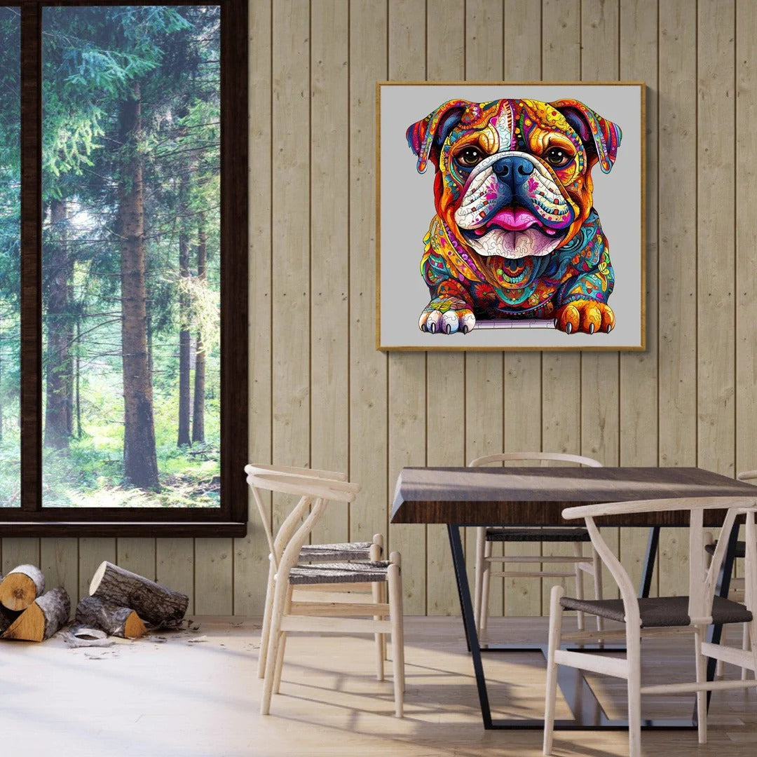Whimsical Wooden Jigsaw Puzzle- Bulldog